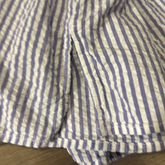Liz Claiborne top women’s  petite Med Blue Striped cotton blend lightweight boho - Picture 6 of 9